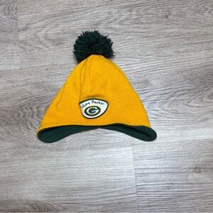 Green Bay Packers Kids' Yellow and Green Pom Beanie